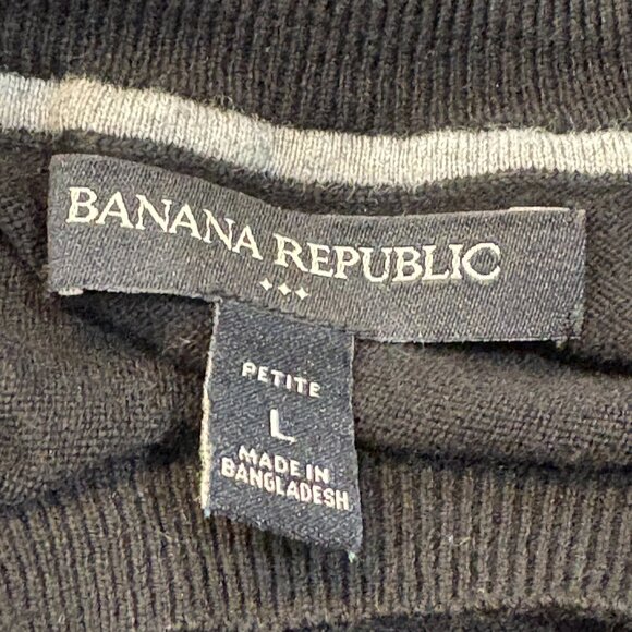 Banana Republic Womens Black Tight Knit Long Sleeve Crewneck Sweater Size LP - Picture 3 of 8